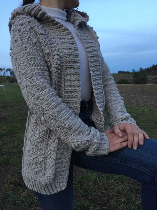 Kardigan sweter ręcznie robiony handmade rękodzieło na szydełku