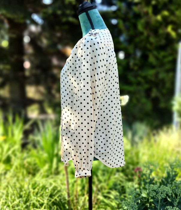 Koszula beżowa w kropki L 40 groszki czarne beż elegancka bluzka