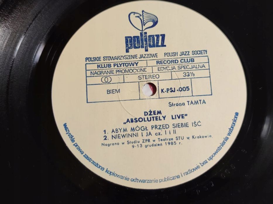Dżem – Absolutely Live. Poljazz 1986 Ex-