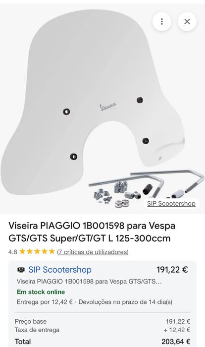 Viseira vespa 300 gts Nova