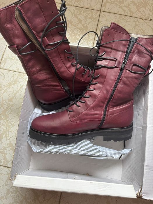 Botas Swallow Collection em pele, cor bordeaux