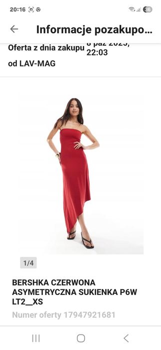 OKAZJA bershka czerwona maxi długa midi sukienka 34 xs 36 s