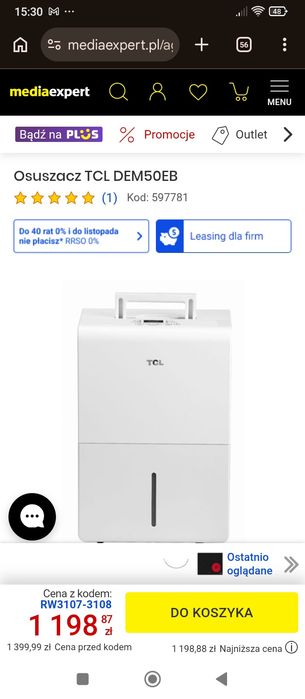 Osuszacz powietrza 50 litrów TCL DEM50EB