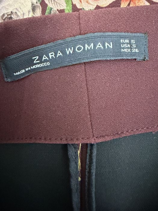 Спідниця zara woman міді бордова з квітковим принтом, s