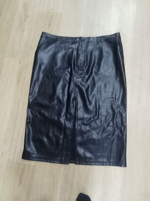 Шкіряна спідниця / юбка / спідниця міді 54 - 56 розмір
