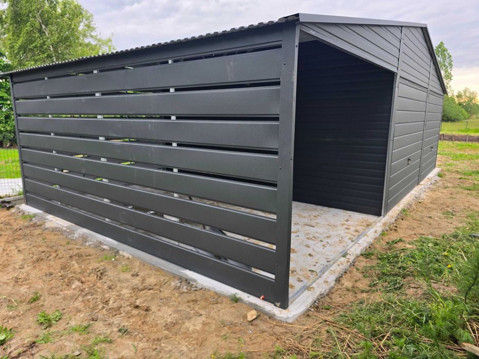 Podwójny Garaż Drewnopodobny 6x5  + Wiata 2x5  w CENIE PROMOCJA!