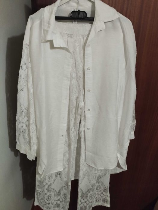 Conjunto pantalona+ camiseiro rendado novo