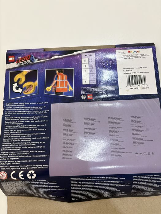 Fato Máscara Lego Original 7/8 anos