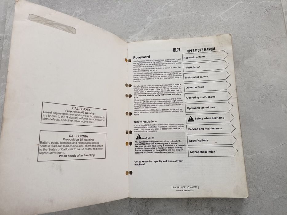 Instrukcja obsługi koparko ładowarki VOLVO BL71