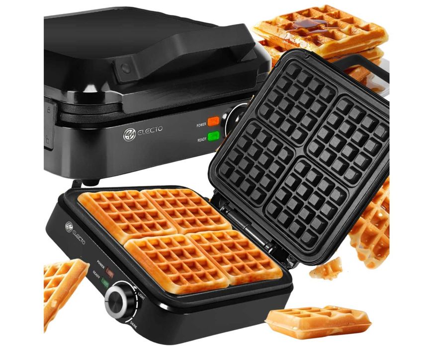 Gofrownica 4 Gofry Regulacja Temperatury Nieprzywierające Płyty 2000W