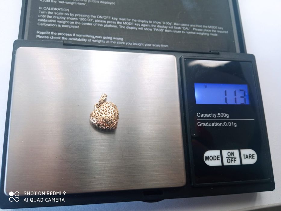 Nowa, ZŁOTA Zawieszka, 1,13 g, próba 585, 14K