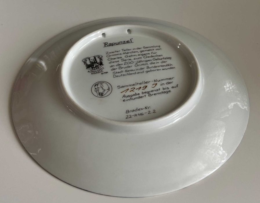 Talerz porcelana dekoracyjny kolekcjonerski "Rapunzel" Bavaria