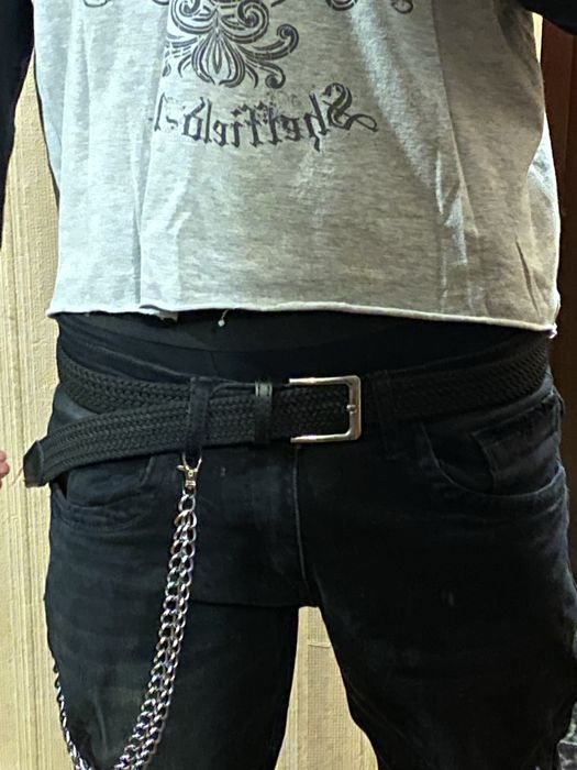 Тактичний еластичний плетений ремінь чорного кольору