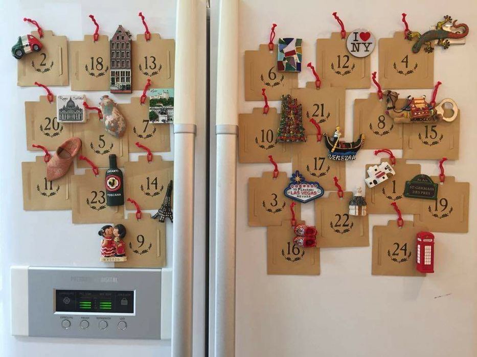 Calendário do Advento, 24 bolsas de papel,cada bolsa inclui 1 mensagem