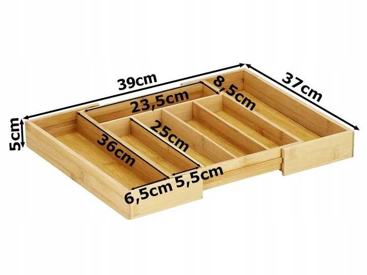 Rozsuwany organizer na sztućce bambusowy do szuflady