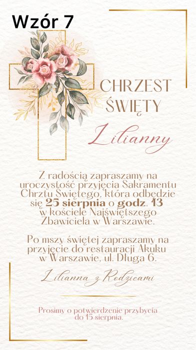 E-zaproszenie na telefon chrzest zaproszenie