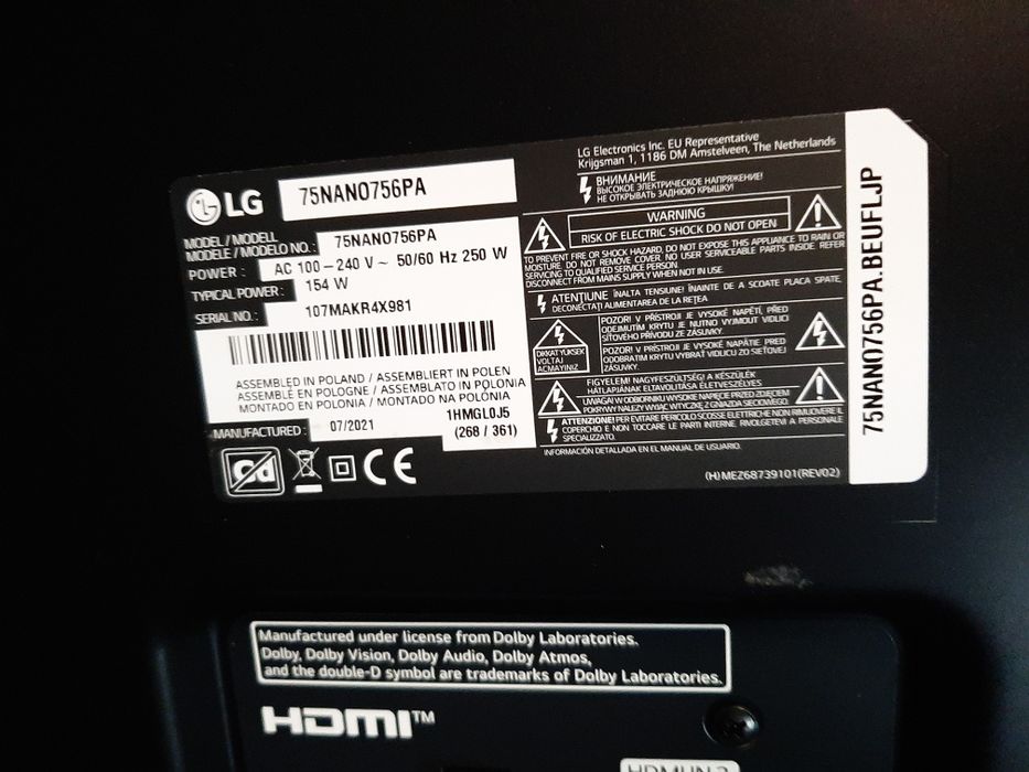 Peças LG Nano756PA OLED65 UP65
