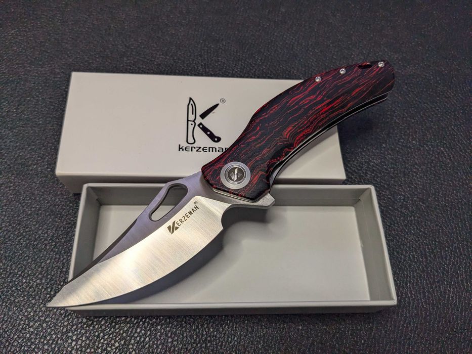 Kerzeman KZ638. Red-black micarta. ніж складний. складной нож