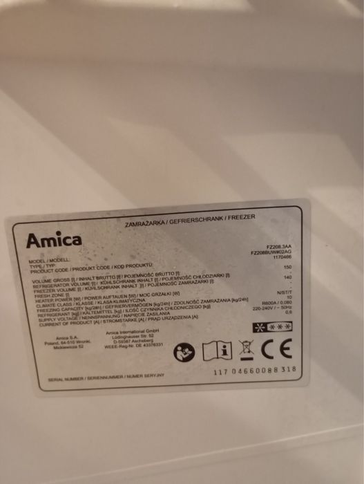 Морозильна камера AMICA FZ 208.3AA Морозилка в ідеальному стані