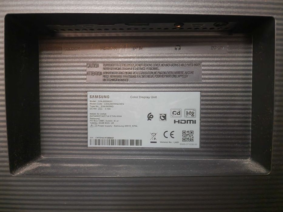 Monitor PC Samsung S34J552WQU ultra wide 34 polegadas