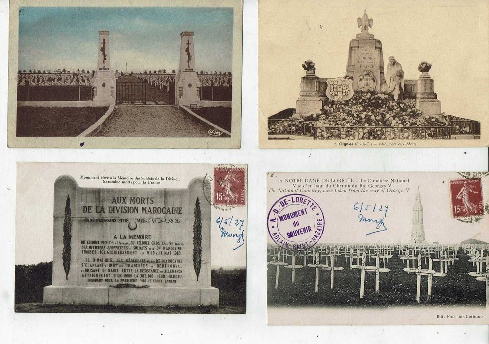 Interessante lote de 71 postais sobre a I Guerra Mundial. 1916 a 1930