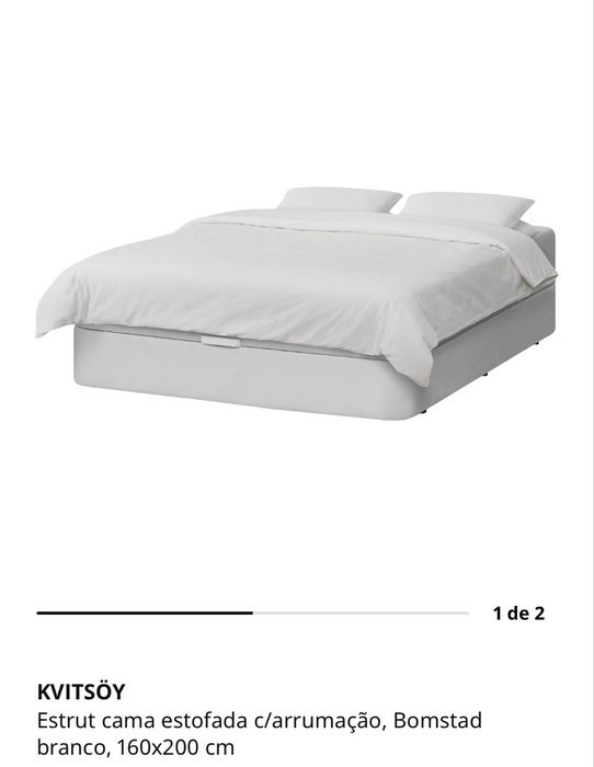 Estrutura de Cama estofada com arrumação 160x200 + Colchão