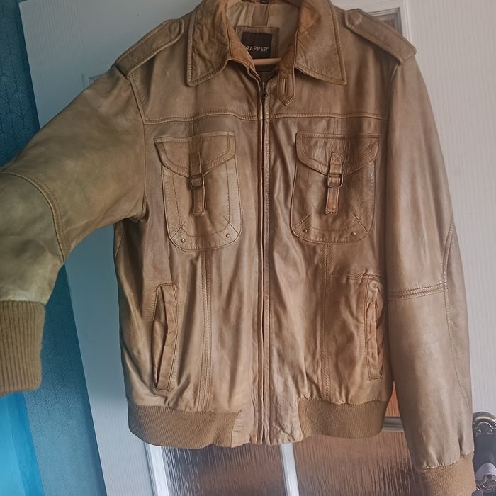 Męska skórzana kurtka TRAPPER – Styl Militarny/Pilotka – Rozmiar 48 (M)