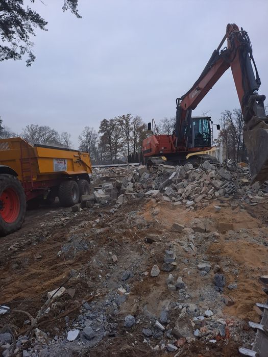 Prace ziemne, wykopy rozbiorki wyburzenia transport,piasek,