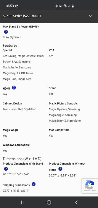 Monitor Samsung 21