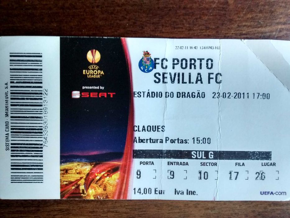 Bilhete da Liga Europa - FC Porto vs Sevilla FC