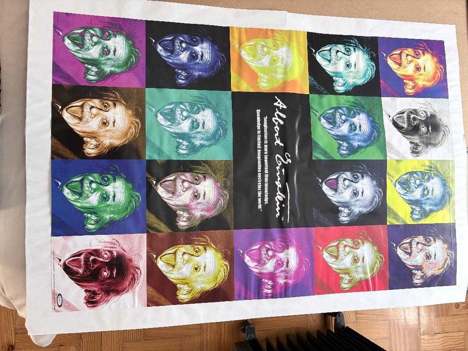 Quadro com 2 gravuras: Torre Eiffel e Einstein (102 x 72 cm)