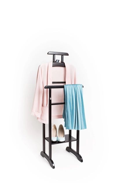 Вішалка - плечики підлогова подвійна з полицею з натурального дерева