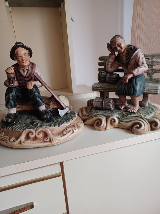 Casal de velhotes em gesso, para decoração