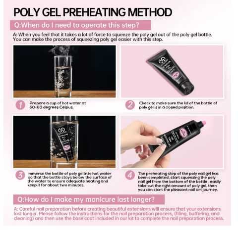 Kit de unhas de gel de extensão poli, com 12 tons de gel de extensão de unhas, um conjunto perfeito de iniciantes para cuidados com as unhas