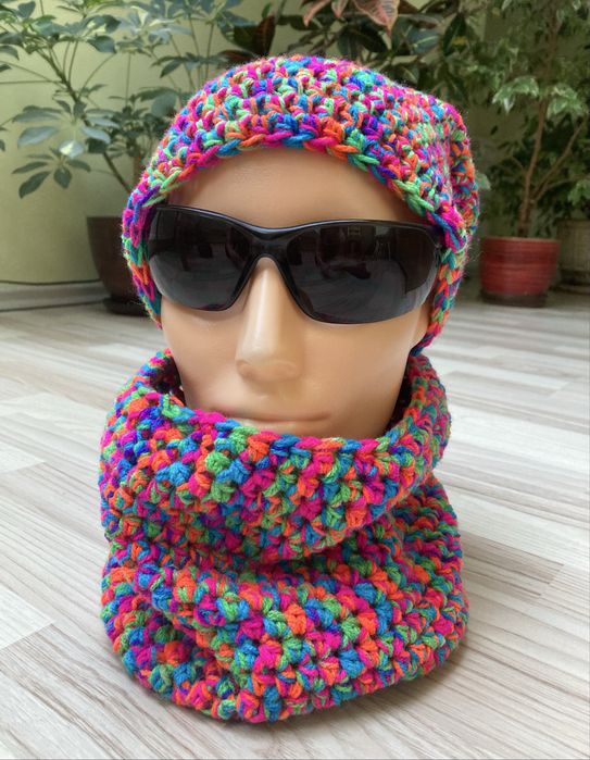 Czapka smerfetka krasnal beanie i komin KOMPLET