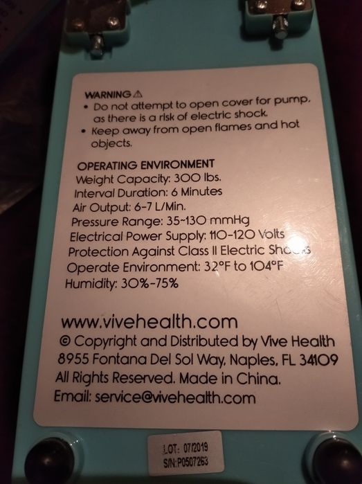 Насос Vive для противопролежневого матраса.