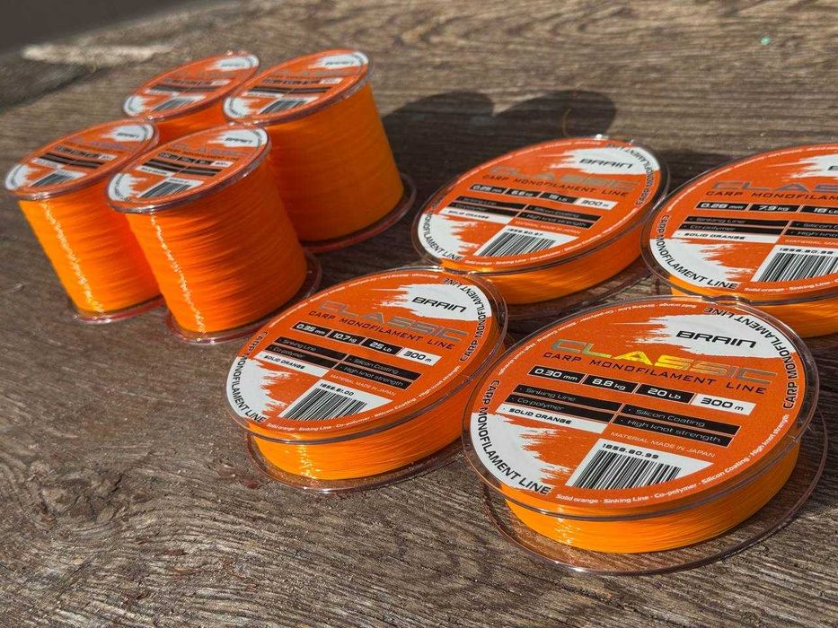 Волосінь/жилка/леска Brain Classic Carp Orange 0.25-0.28-0.3-0.35мм