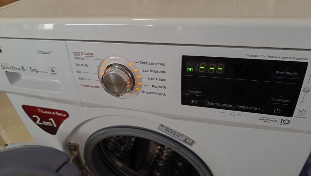 LG Lava e Seca 8/5kg Direct Drive + Steam — Excelente Estado
