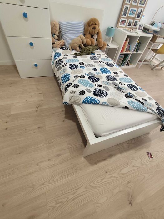 Cama malm, solteiro com colchão e estrado