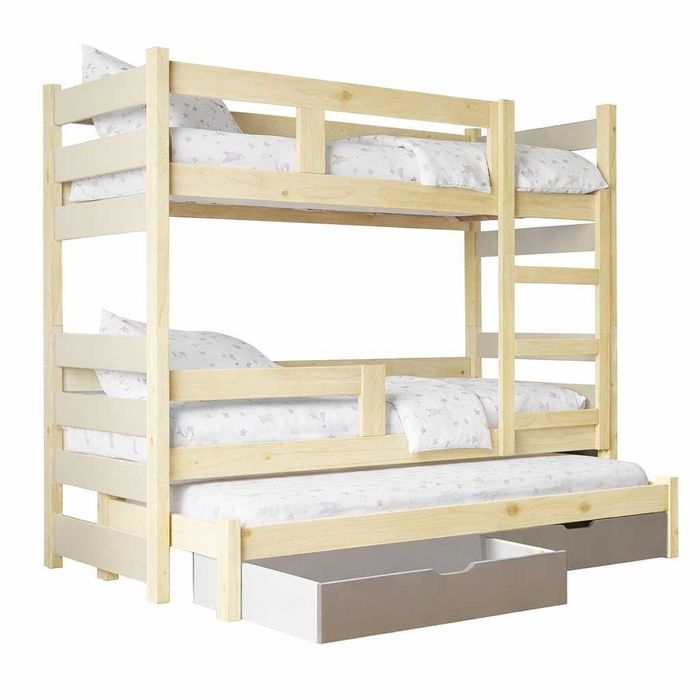 Łóżko piętrowe dla dzieci MIA 3 osobowe, materace 160x75 albo 180x75