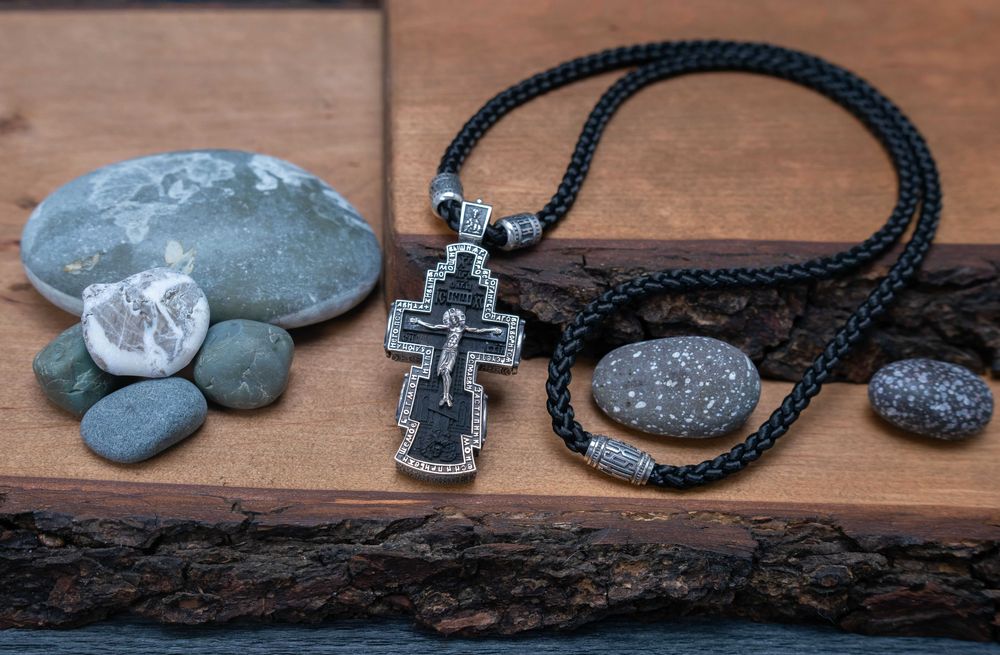 Крест эбеновое дерево, серебро 925 пробы