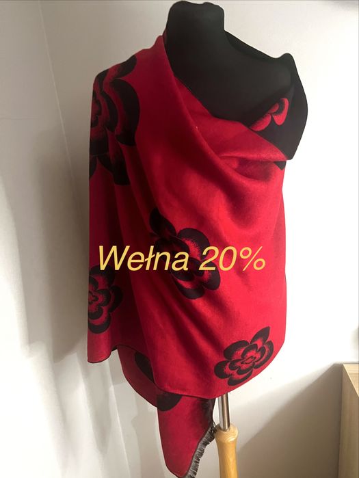 Ciepły szal dwustronny  z wełną 184/67