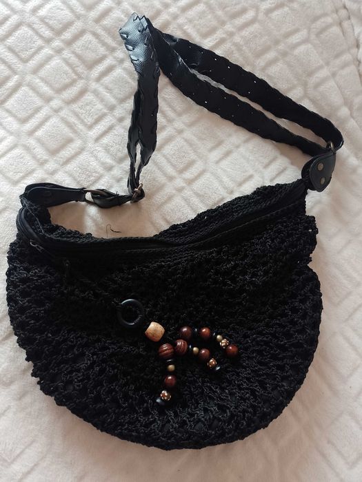 Handmade/ Szydełkowa torebka z Londynu, torba ze zdobieniem