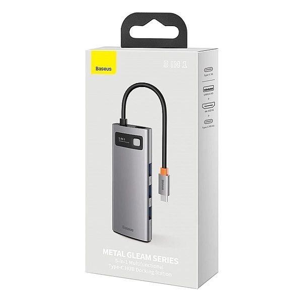 Baseus Metal Gleam 5w1 wielofunkcyjny Hub Usb Typ C - Usb Typ C Power