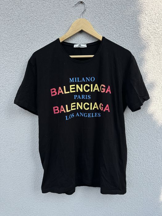 Balenciaga milano czarna koszulka XL tee tshirt z nadrukiem