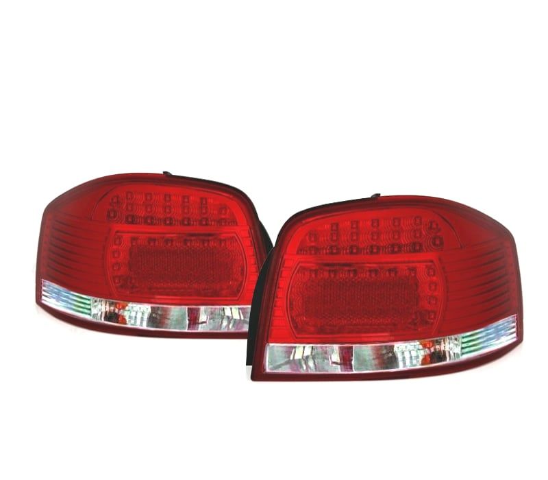 PILOTOS AUDI A3 8P 03-08 LED VERMELHO CROMADO