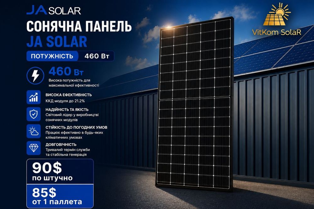 сонячні панелі , солнечная панель JA Solar 460W ЧОРНА