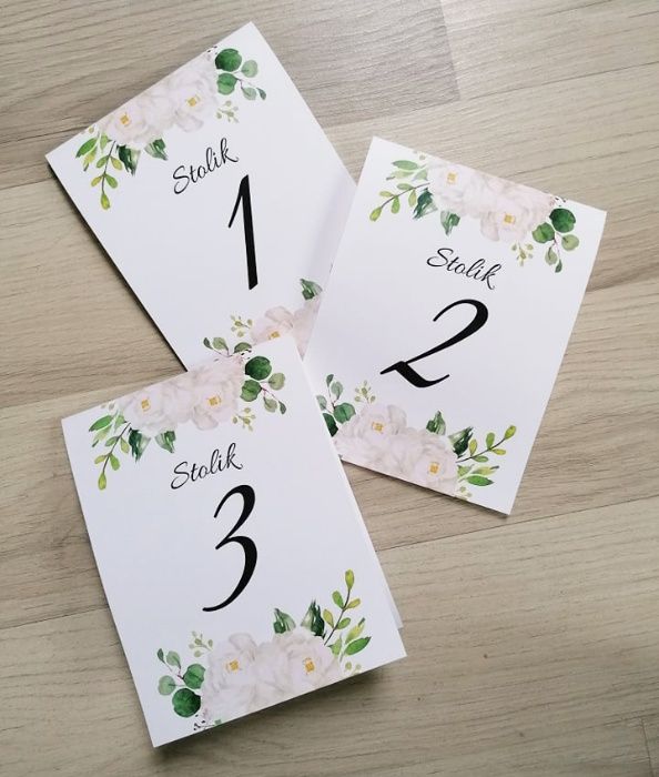 Numerki na stół weselny WHITE ROSES