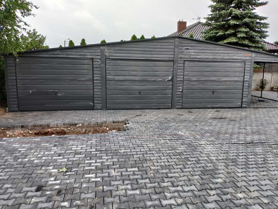 Garaż Blaszany GRAFITOWY + Bramy Uchylne - Garaże Blaszane - Maj-Blach