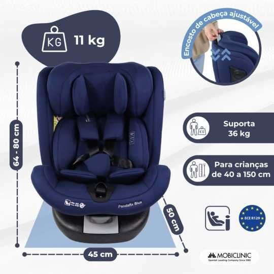 Cadeira auto, giratória 360º, Reclinável, 0-12 anos, cores Azul ou Preto